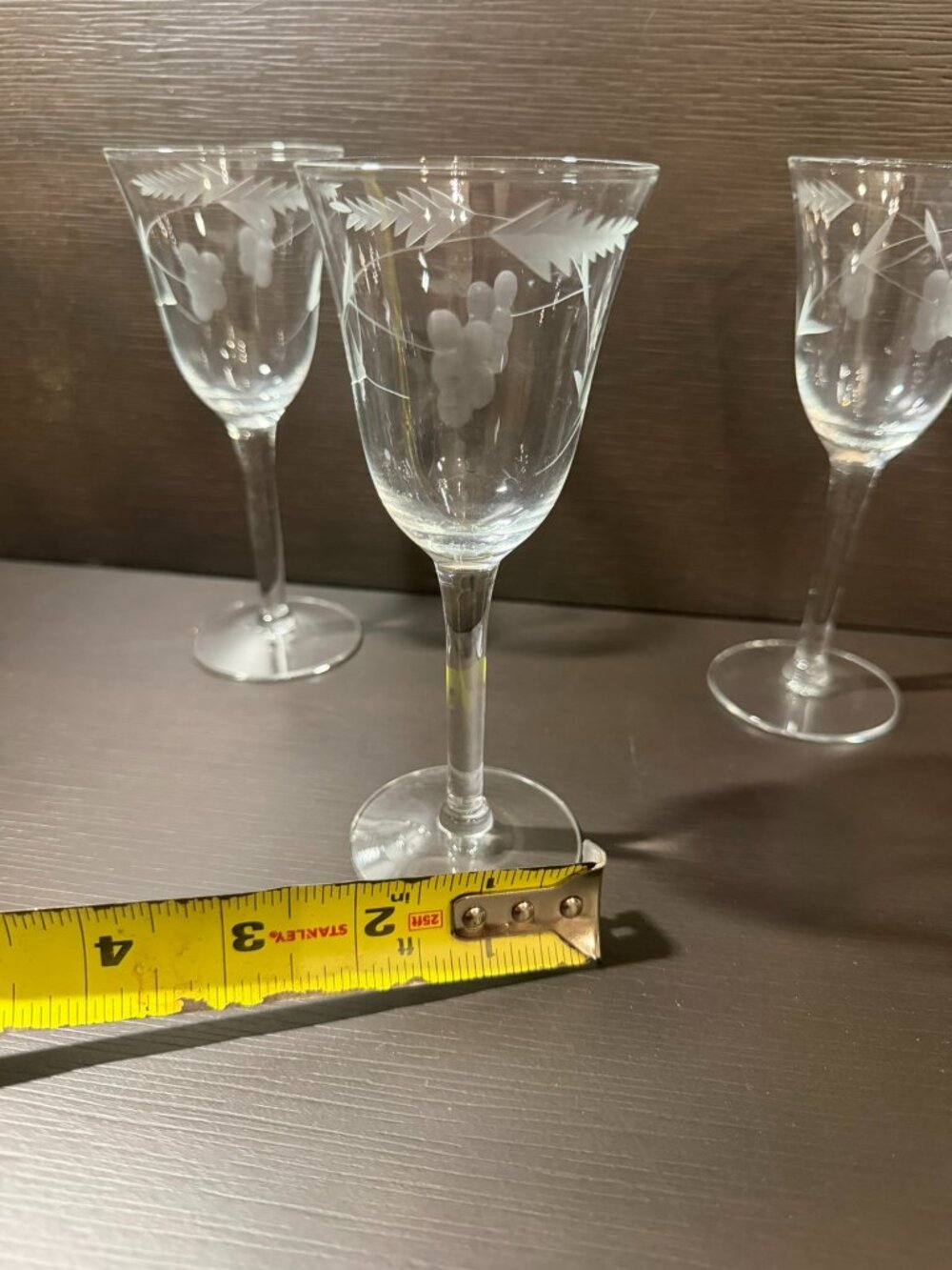 Vintage Princess House Heritage Frosted Etched Grapes Wine Goblets - Set of 3